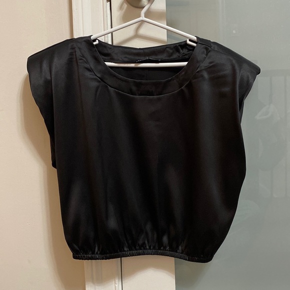 3 for $20 - Fashion Nova Push Your Luck Black Satin Top - Picture 3 of 5